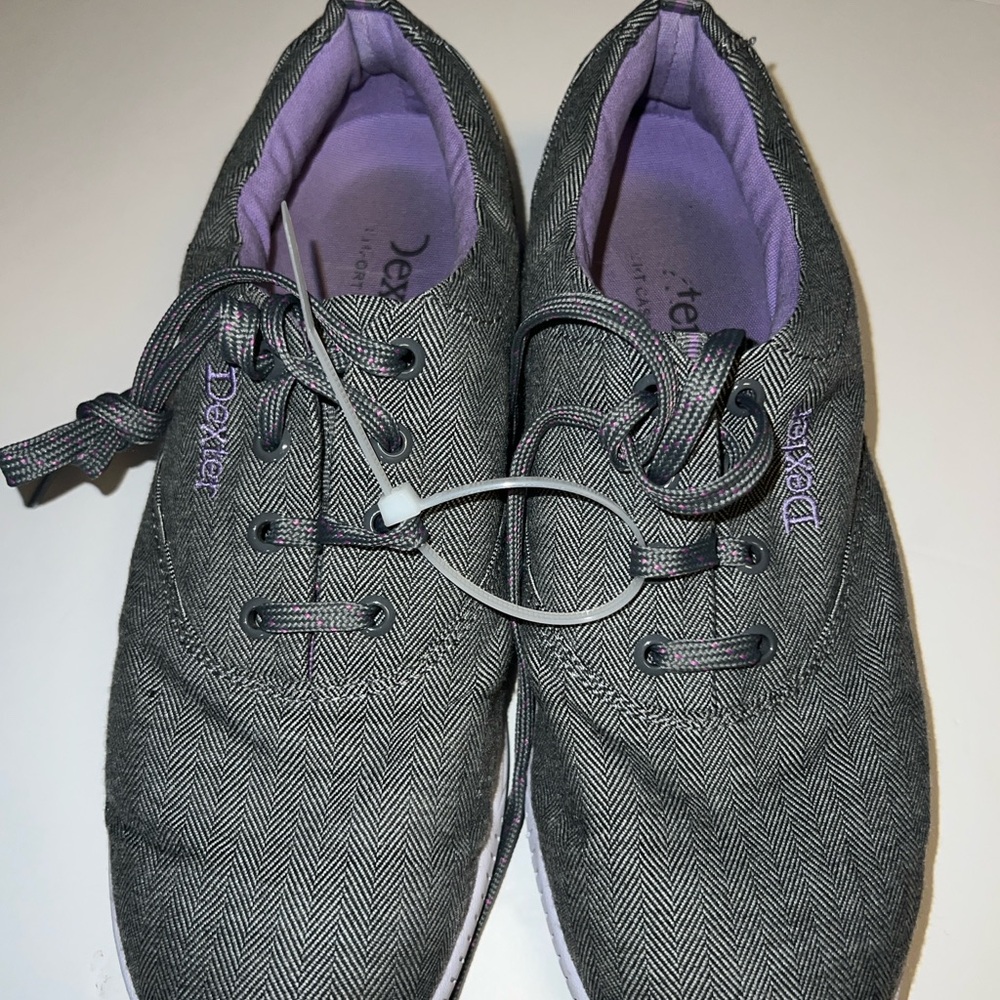 Dexter Gray Herringbone Sneakers with Lavender Lining